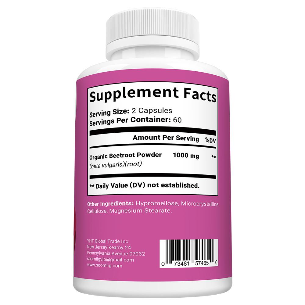 Bio-Rübenpulver 1000 mg pro Portion Nahrungsergänzungsmittel 120 Kapseln