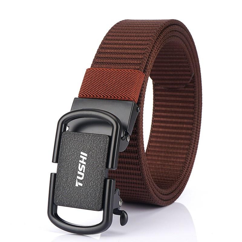 3.5cm Toothless Automatic Buckle Belt Men's Outer Nylon Casual Pants