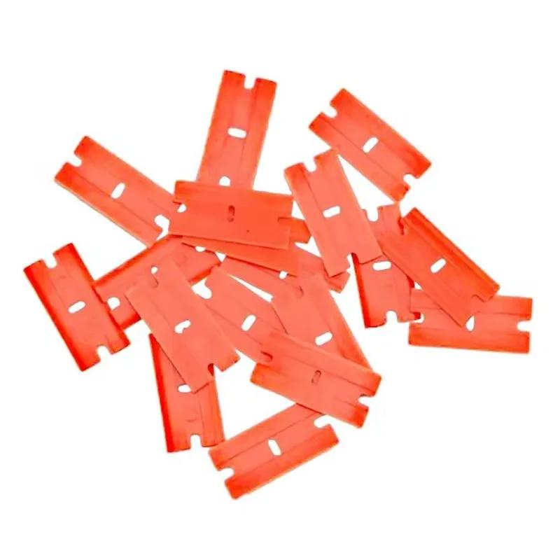 100 Pieces Two Cutting Plastic Razor Blade Label Clean Razor Glue Remover Window Glass Clean Scraper Car Wrap Sticker Squeegee