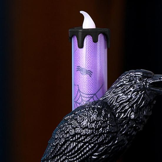 Bougie Halloween Sans Flamme Forme Corbeau - Décoration Effrayante