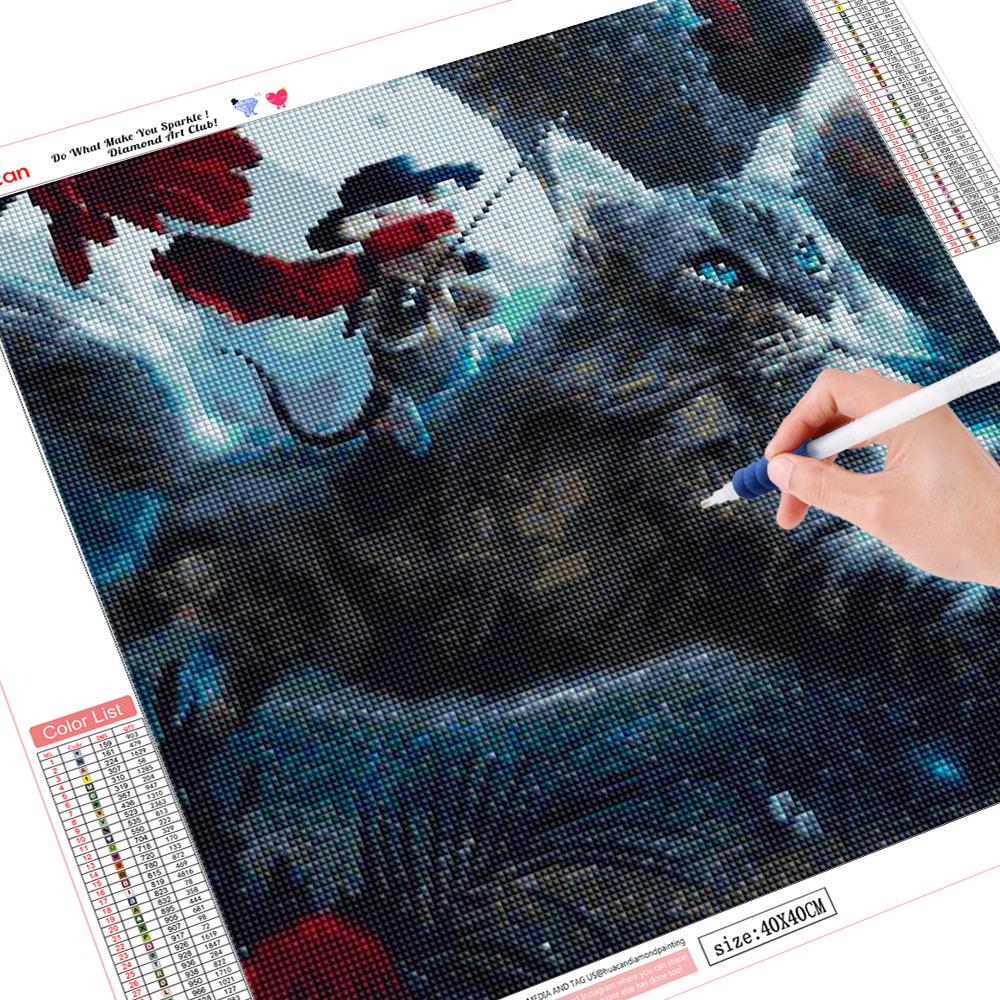 

HUACAN DIY 5D Алмазная картина Вышивка Мышь и кошка Набор инструментов для вышивки крестом Инструмент для украшения Full Round 30*30 cm