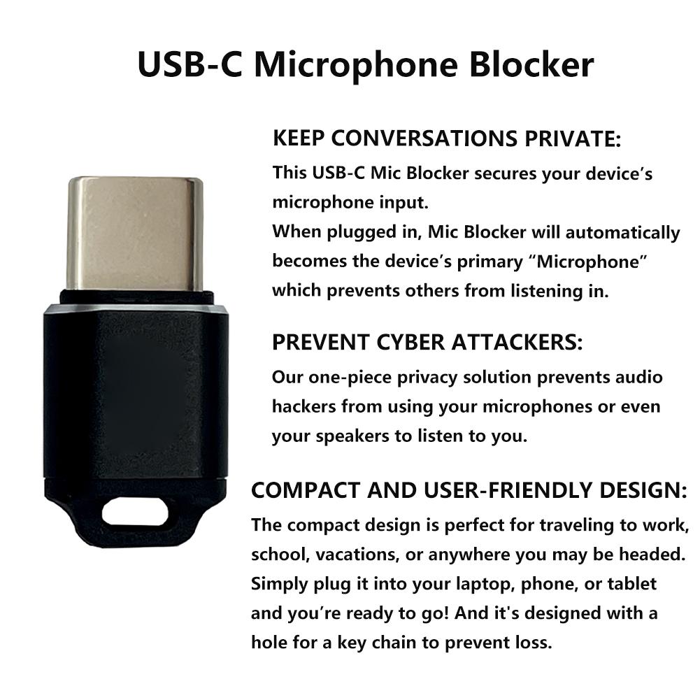 USB C MIC Blockers Lightweight Microphone Sound Security Lock Compact Two-Way MIC Guard Blocker for Laptops Smartphones Tablets