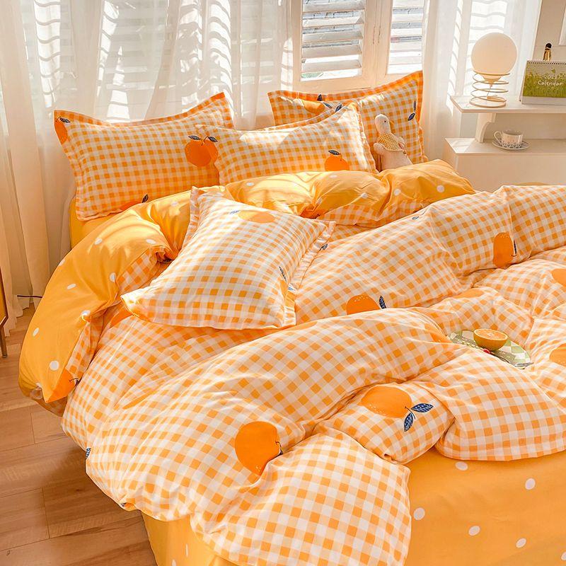Red Cherry Duvet Cover Set No Filler Ins Style Korean Full Queen Size Girls Boys Flat Sheet Pillowcase Bedspread Set