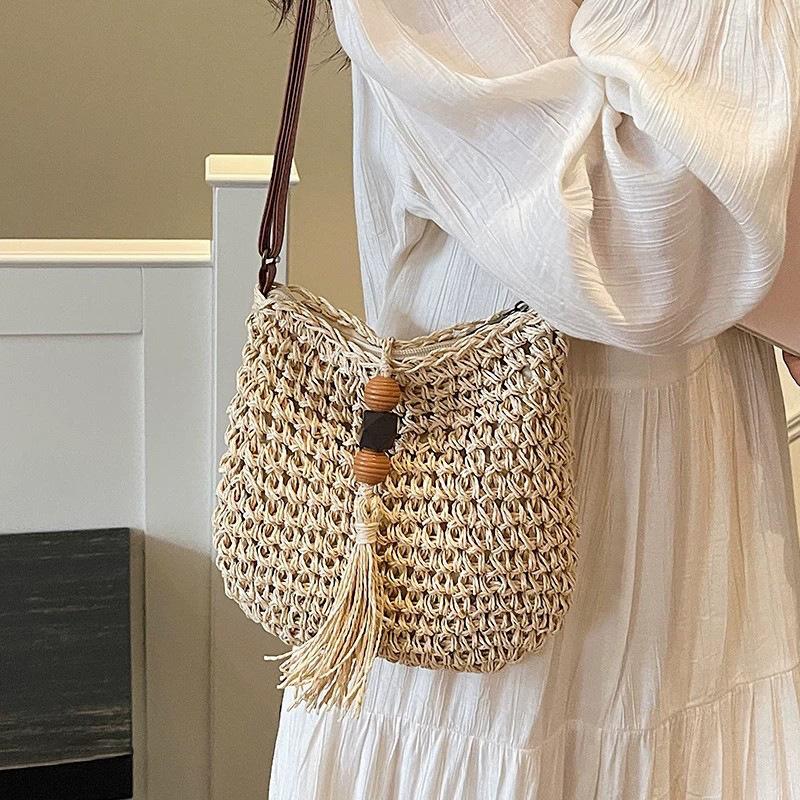 Bags Women's bags Summer seaside vacation woven bags High-end casual shoulder messenger bags