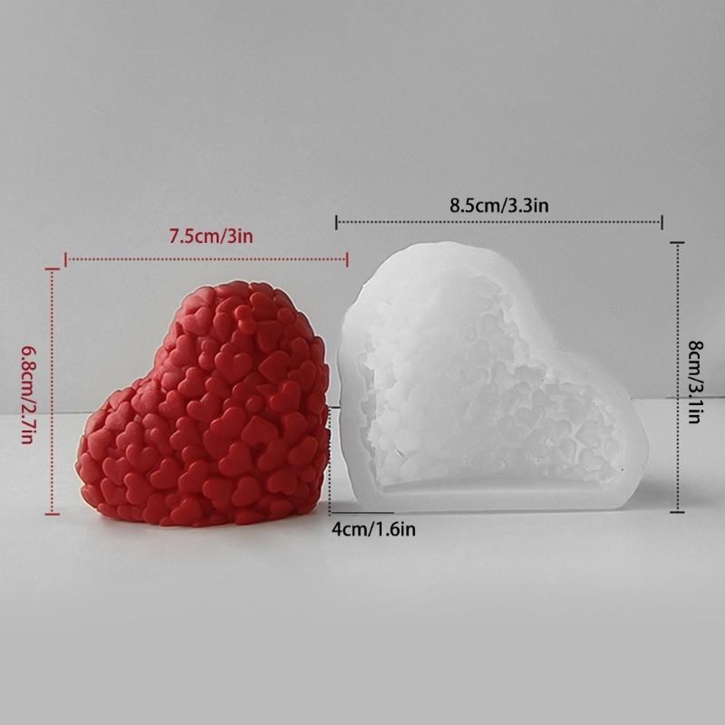Heart Shape Candle Mold Silicone Mould for Candle Making DIY Fondant Aromatherapy Scented 3D Moulds Valentines Day Gifts