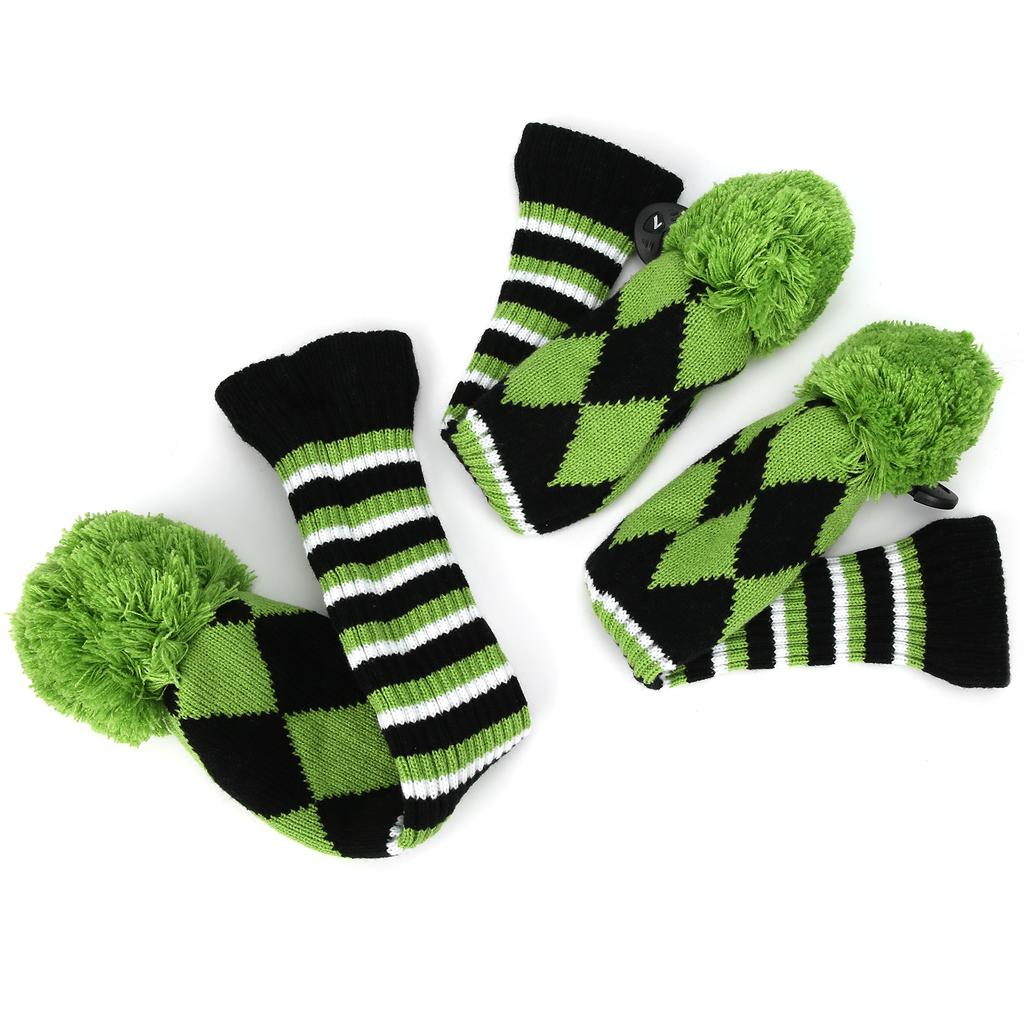 3Pcs Polyester Wool Knitting   Putter Head Cover Wooden   Headcovers Accessory