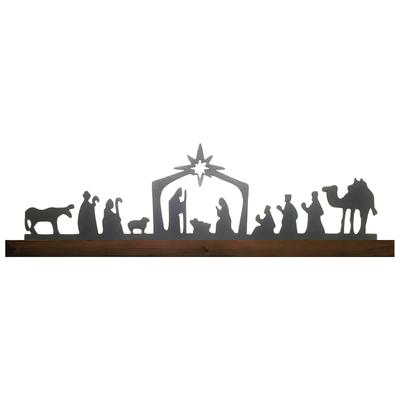 High Quality Nativity Scene Christmas Decor Metal Wood Base Tabletop Decoration Black Home Ornament Home