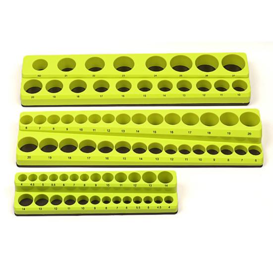 3Pcs Magnetic Socket Organizer Storage Rack Large Capacity Heavy Duty Universal Drive Metric SAE Socket Tray