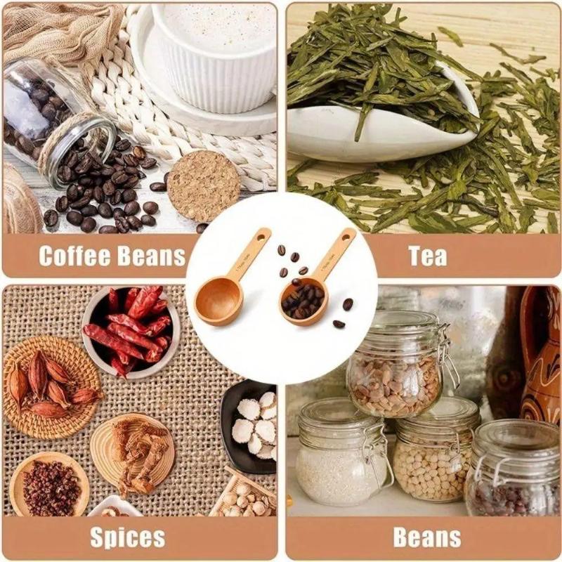 Wooden Measuring Spoon 7.5-45ML Beech Walnut Portable Long Lasting Kitchen Gadget for Restaurant Home Baking Cooking Use