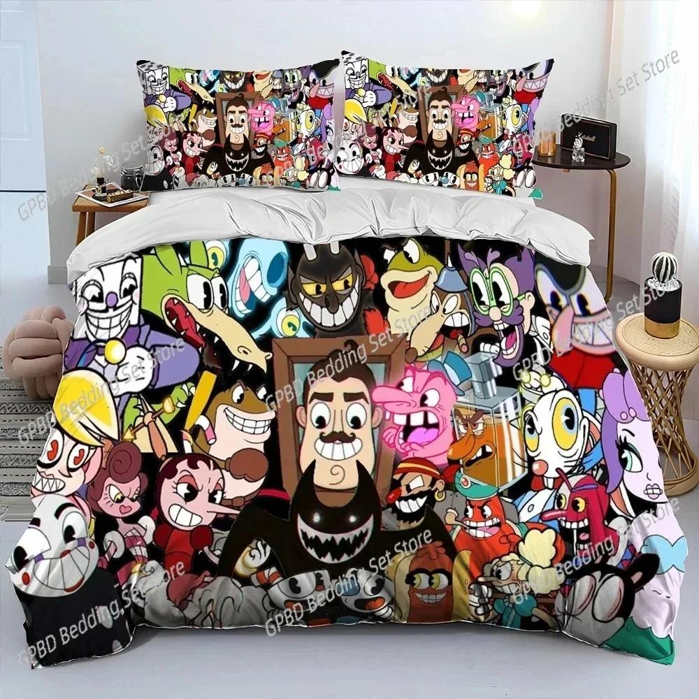 Cuphead And Mugman Game 3D NEW Duvet Cover Pillowcase Bedding Set Adult Boy Girl Bedroom Decoration Children Single Double Large