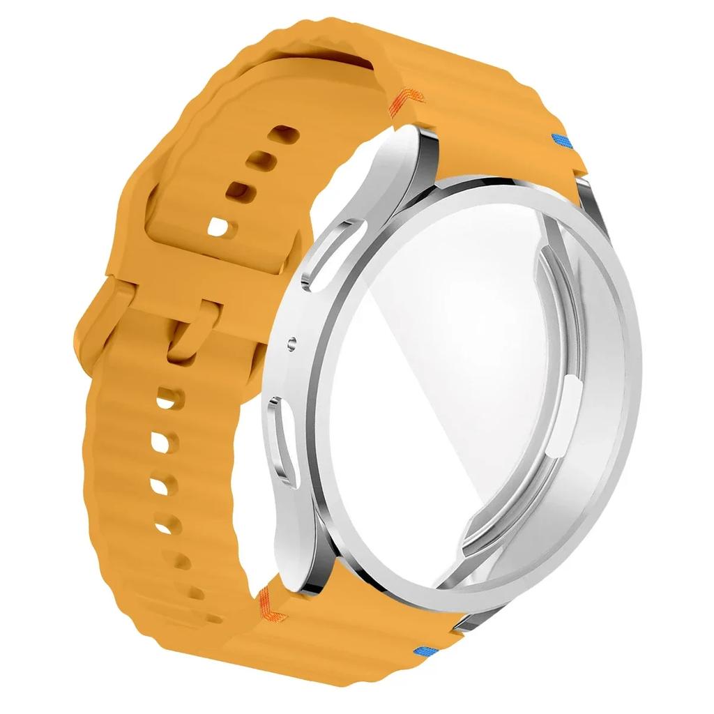 TPU Case+Strap Sports Strap for Samsung Galaxy 7 6 4 5 40mm 44MM Original Silicone Bracelet Soft TPU Case Glass Protective Cover