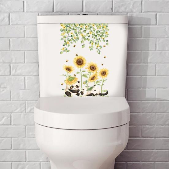Toilet Sticker Creative Flower Pattern Toilet Lid Sticker Removable No Residue Wall Decals for Home Bathroom