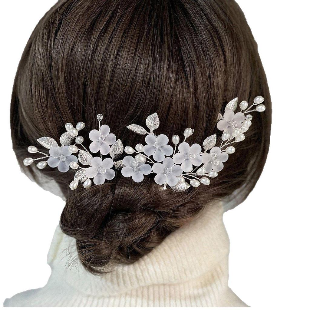 Five-Piece U-Shaped Flower Leaf Hairpin Set for Brides