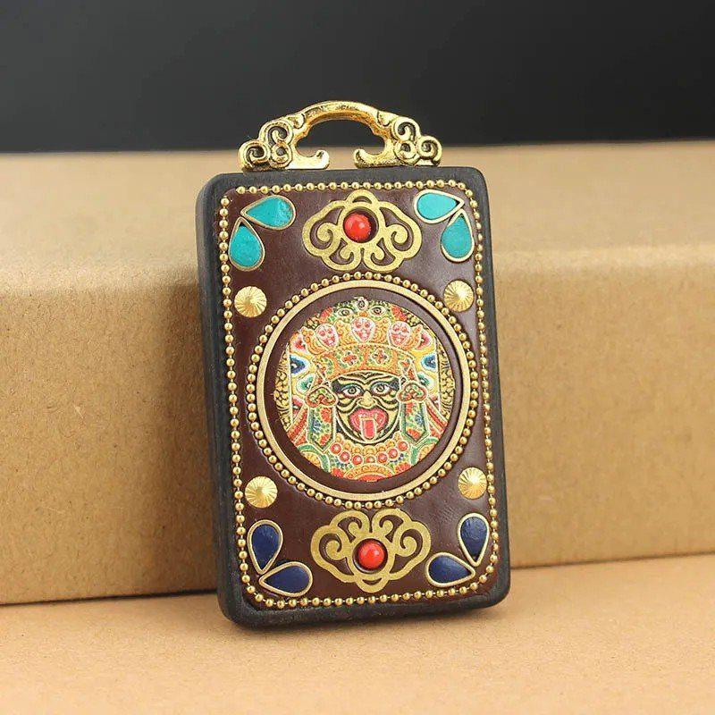 Ebony Elephant Thangka Pendant Necklace - Unisex Retro Handmade Sweater Chain Accessory