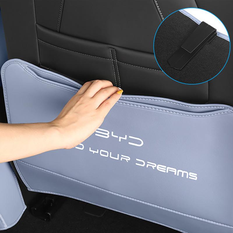 For BYD Seal DMI EV Car PU Leather Anti Kick Mat Pad Car Anti-kick Protector Mats Seat Back Protector Accessories