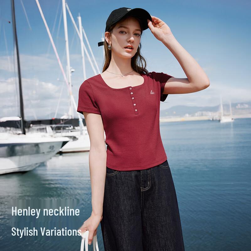 Women's Slim Fit U-Neck Knit T-Shirt