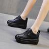 Women's shoes new slope heel muffin platform casual shoes small inner height increase four seasons white shoes single shoes velvet