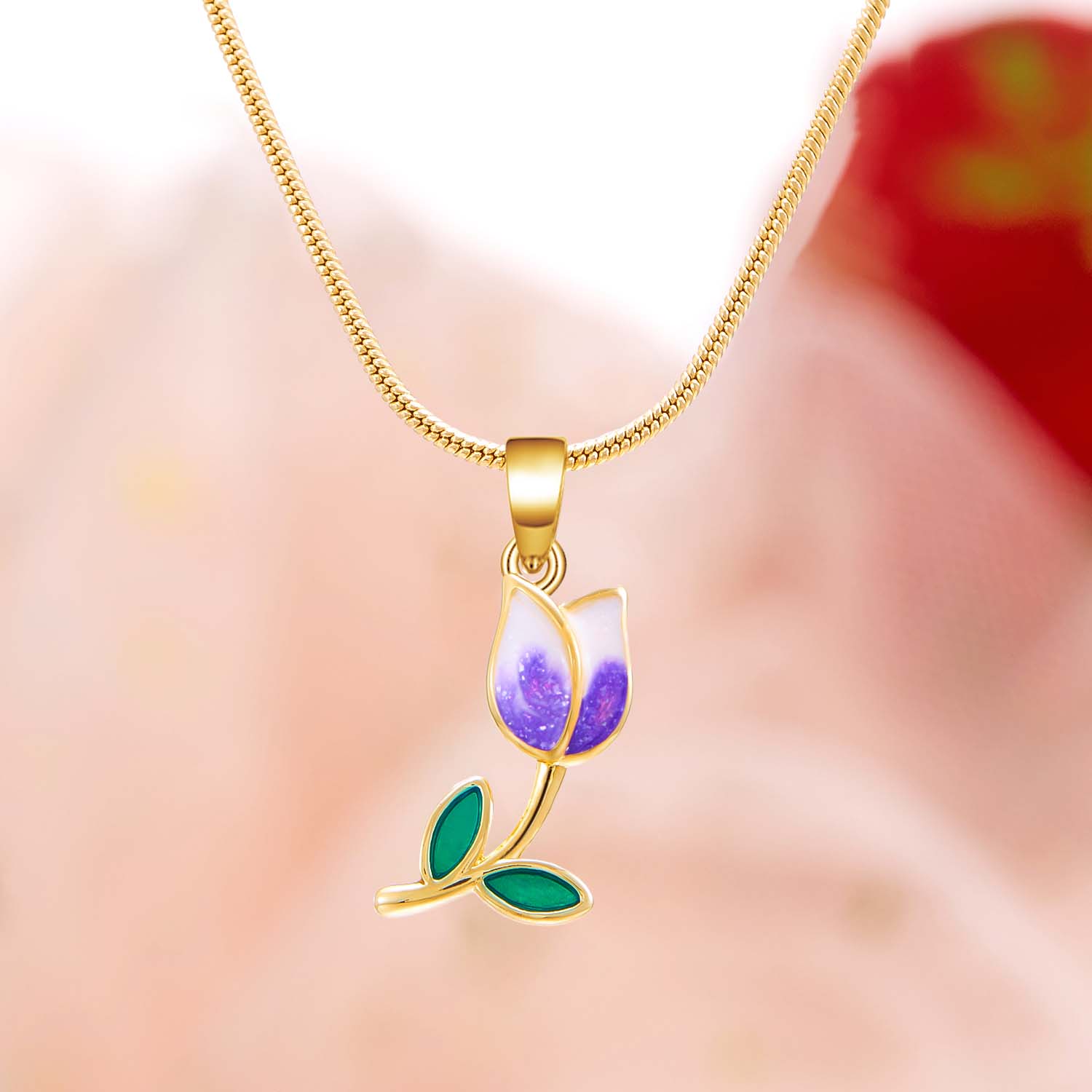 Elegant Romantic Tulip Flower Pendant Necklace for Women Fashion Gold Color Clavicle Chain Charm Luxury Jewelry Birthday Gift