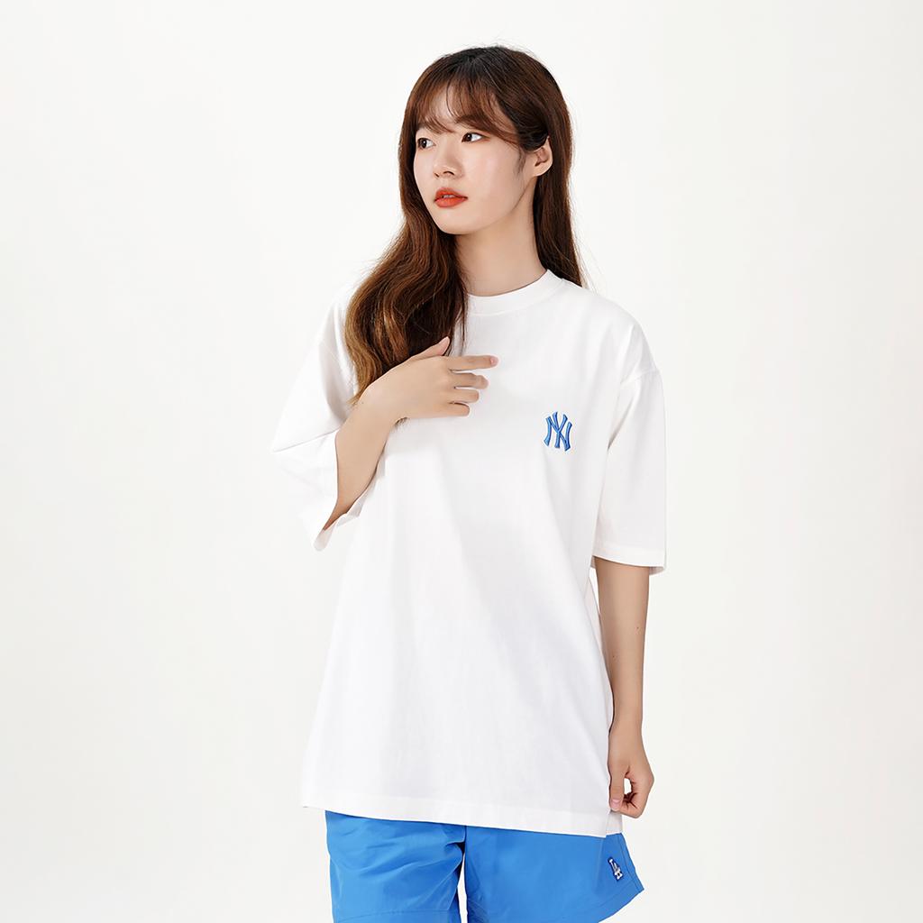 MLB New York Yankees Back Waist Cashew Flower Logo Crew Neck Short Sleeve T-Shirt Unisex T-Shirt Ivory 3ATS52023-50IVS