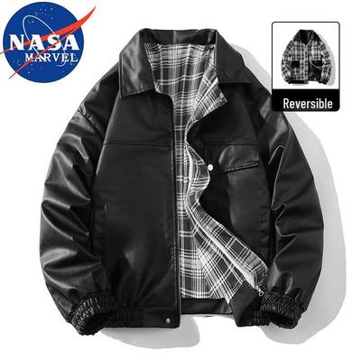 NASA MARVEL Men's Reversible Faux Leather Jacket