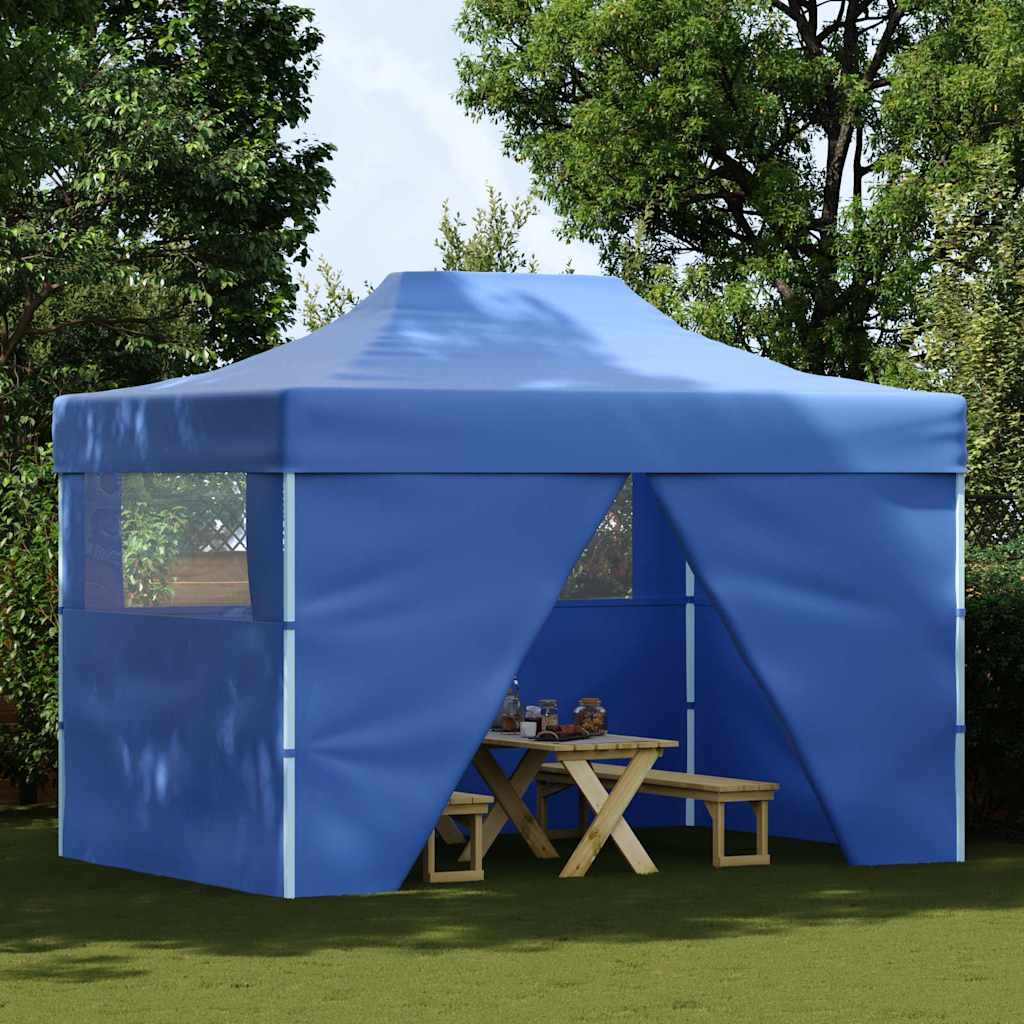 VidaXL Profi-Partyzelt Faltbar mit 4 Seitenwänden 3×4m Stahl Blau