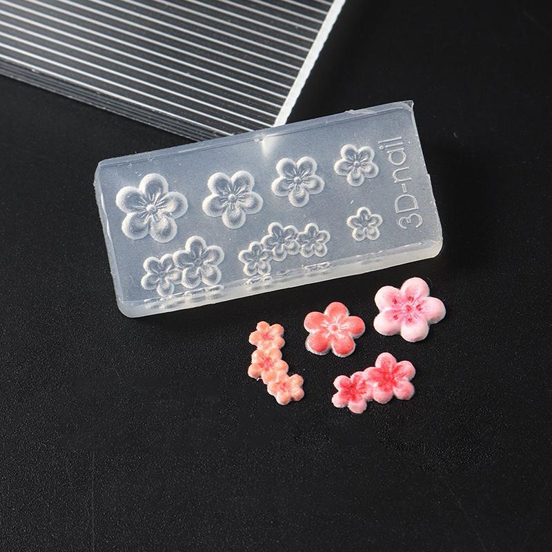 5D Flower Mold Nail Carving Mould Stencils Plumeria Flower Spring Nail Art Decorations Manicure Template Diy Manicure Decor Tool