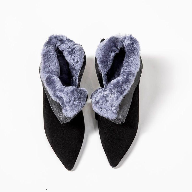 Thin Heel Thick Velvet Women's Boots Winter New Versatile Pointed High Heels Warm Velvet Versatile Martin Boots Women
