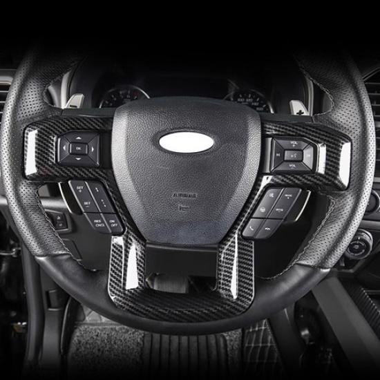 For F-150 ABS Carbon Fiber Steering Wheel Cover Trim For Ford F150 Expedition