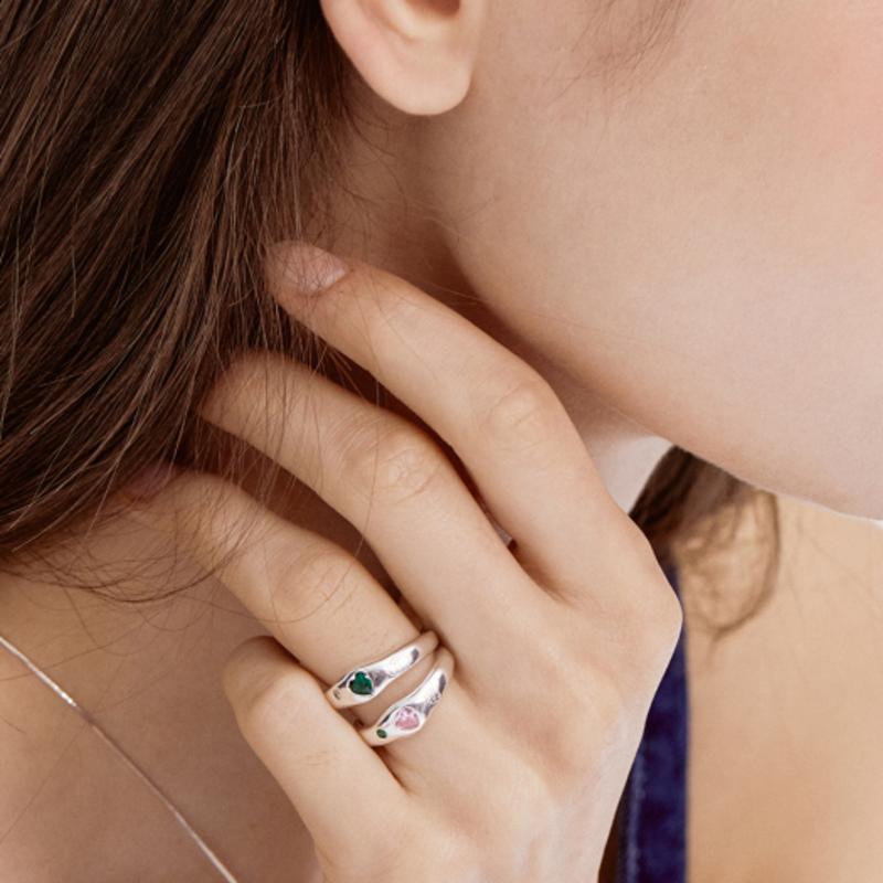 TATIANA (SILVER925) Flower Draw Heart Cubic Ring CR1811