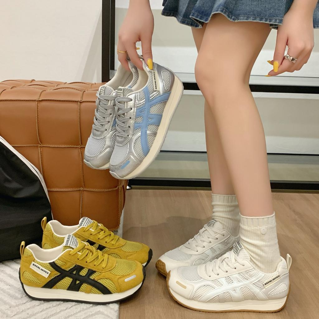 Damen Dicksohlige Cross Runde Zehenpartie Dünne Modeschuhe Damen Bequeme Atmungsaktive Freizeit Verschleißfeste Schuhe De Mujer