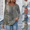 Women's V Neck Button Long Sleeve Pleated T-Shirt Fashion Tops Tunic Button Up Women's Business Cotton Casual Shirt Tops