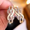 Luxury Female White Stone Stud Earrings Gold Color Zircon Evening Wedding Jewelry For Women