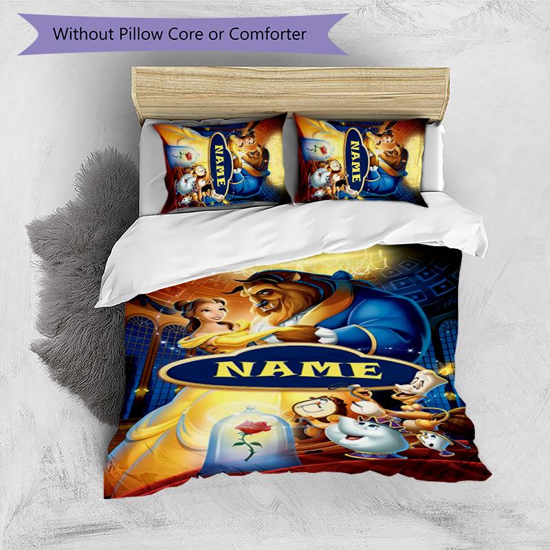 3pcs Princess9 Cover Set - Personalized Name, HD Printed Bedding with 1 Cover and 2 Pillowcases - Perfect for Home Decor, Easy Care