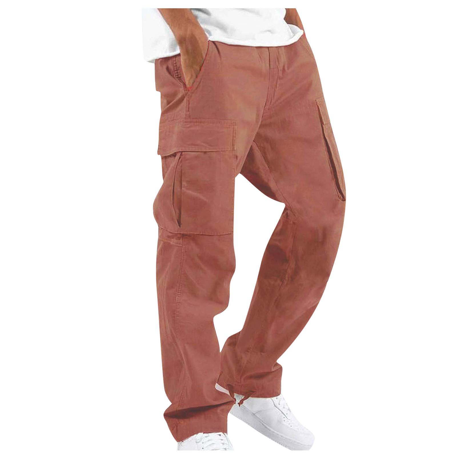 

Men s Overalls Drawstring Multi Pocket Casual Pants Hiking Pants Cotton Twill Pants XXXXL червоний