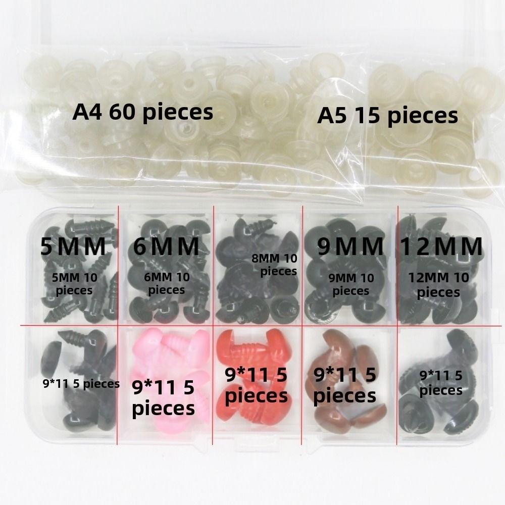75pcs/box Plastic Safety Eyes Black Brown Screw Eyes New Diy Doll Eyes Kit Crafts  For Toys