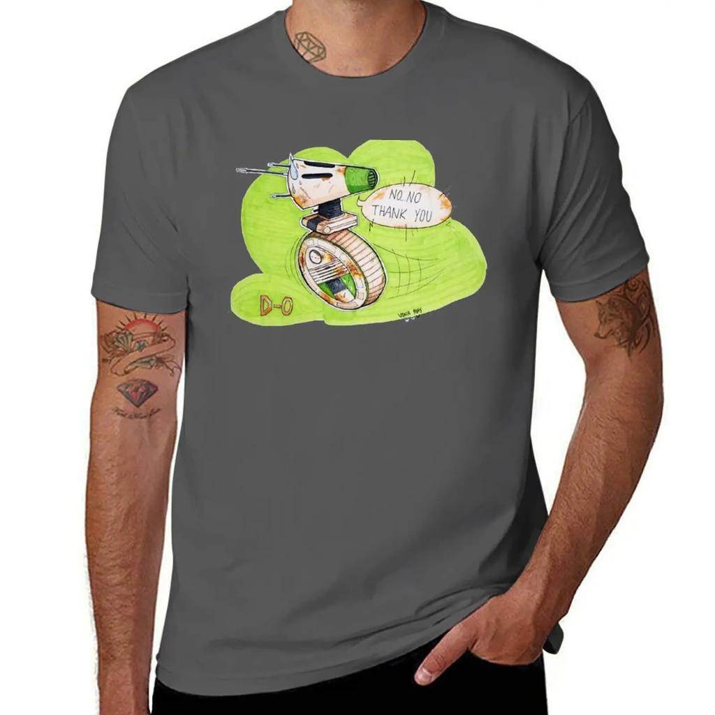 D-0 Droid No Thank You T-Shirt Aesthetic Clothing Oversizeds Graphic Tee Shirt Mens Workout Shirts