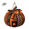 Seasonal Indoor Outdoor Sign Patchwork Pumpkin Wooden Door Hanger, Fall Harvest Halloween Decorative Maple Leaf Wreath with Leaves Berries, Farmhouse