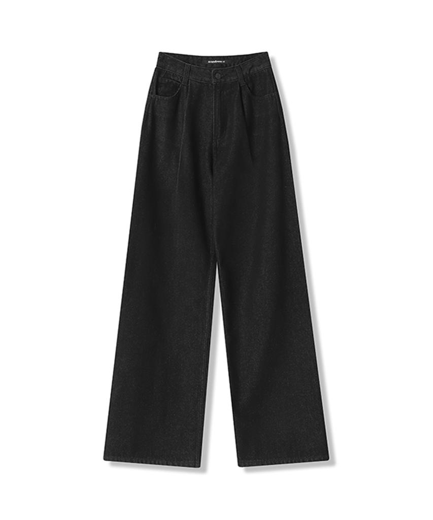 AVANDRESS Glossy Pintuck Denim Pants Indigo Coating