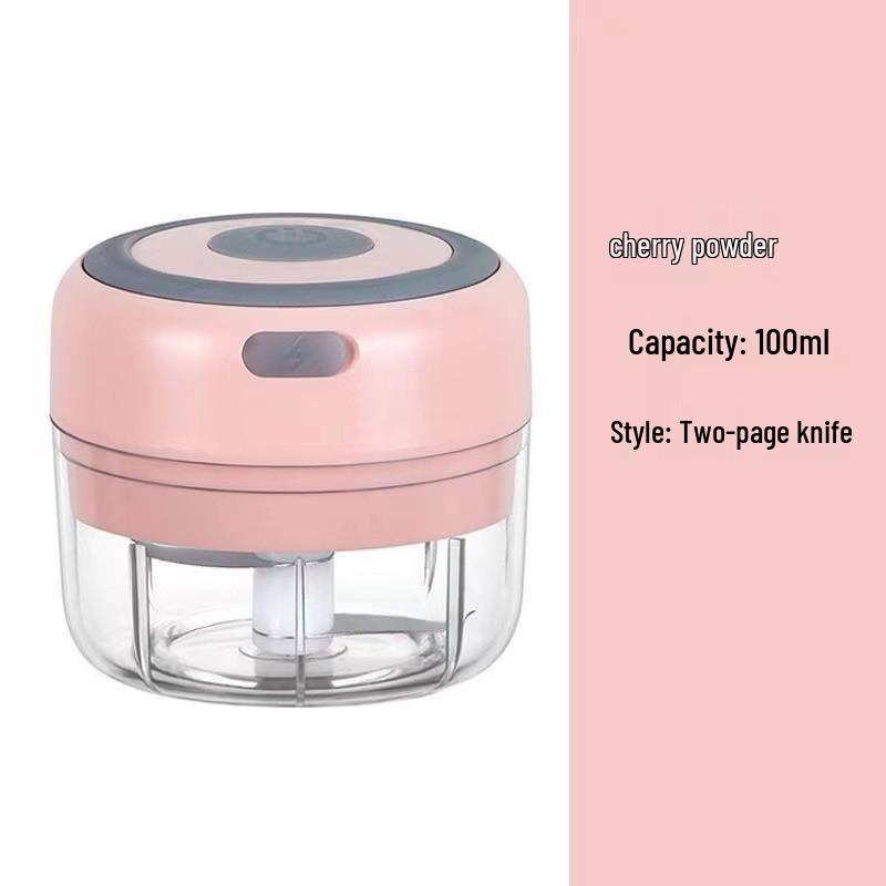 

Wireless Portable Garlic Press & Baby Food Maker - Multifunctional Electric Masher & Meat Grinder Pink [Two-Blade] 100ML