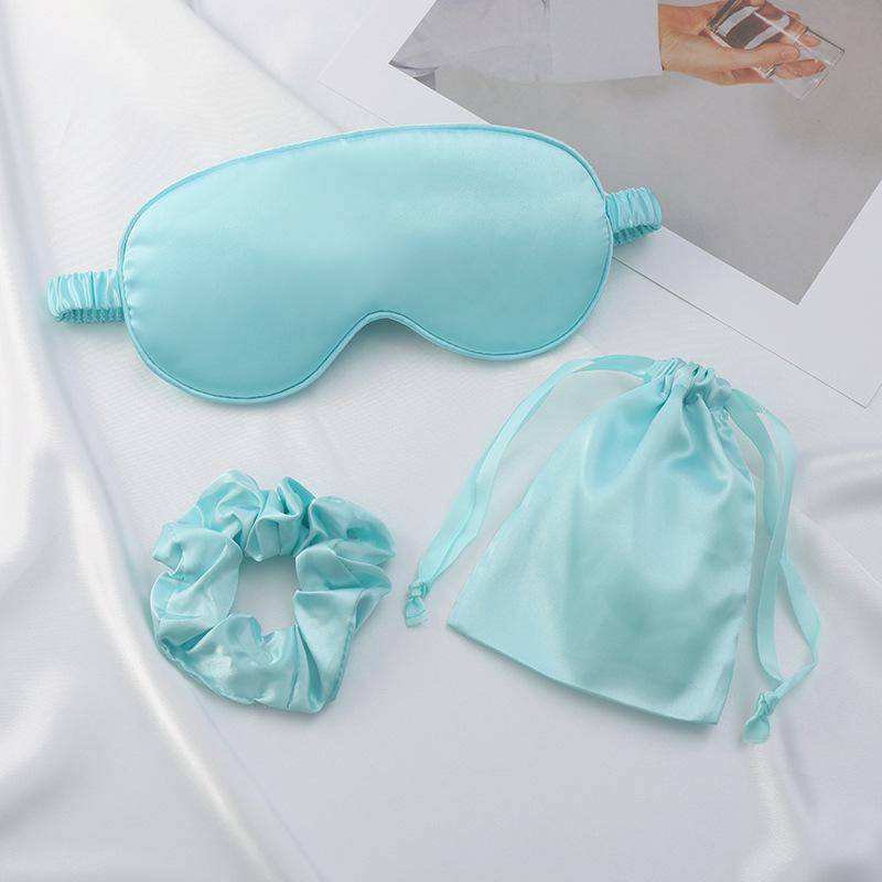 

Silk Sleep Set: Eye Mask, Scrunchies, Headband, and Drawstring Bag - Perfect Wedding Favors or Portable Sleep Accessories.