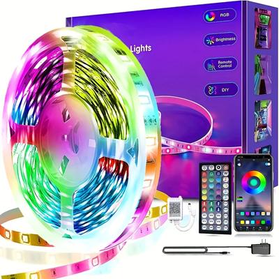 New 100ft  Strip Lights  Bedroom Music Sync RGB Lamp with Remote and App Control USB Strip  Room  Party Festival Decor