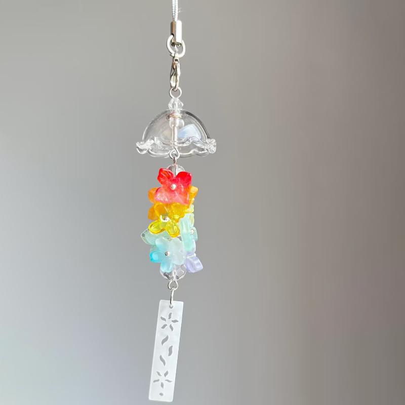 Transparent Keychain Wind Chime Keyring Phone Lanyard Kawaii Bag Home Decor Accessory