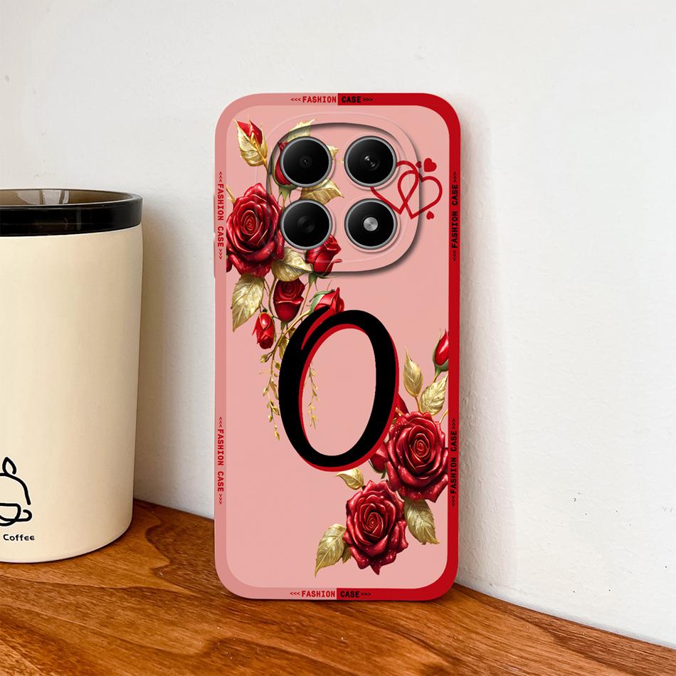 Case For Poco M8 Pro / Poco M5 M5S Fashion Rose Letters Soft Liquid Silicone Phone Shell For Poco M 8 M 5 Lightweight Funda