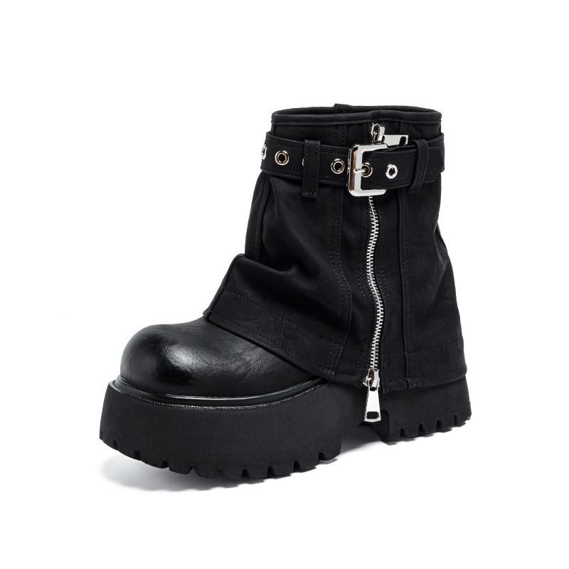 Muffin thicksoled heightening medium boots women's new small trouser boots are thin, sweet and cool Spice Girls short boots