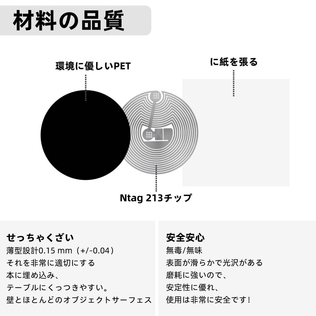 NTAG 213 NFC 25mm 144 Bytes Compatible with All NFC Phones Timeskey NFC 100-Pack Tags/Stickers, Black, Round, (1 Inch), Memory, -