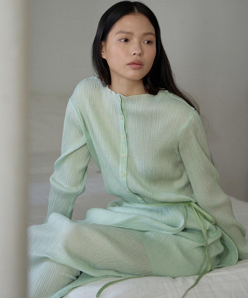 Oeoseoul Pleated Maxi Skirt [Mint]