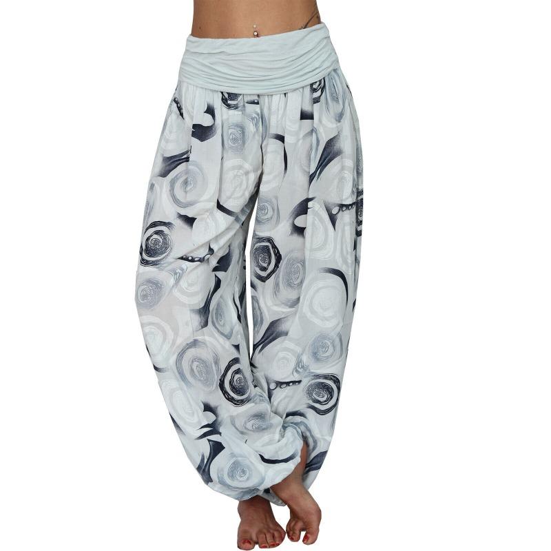 15 Color Women Casual Elastic Waist Plus Size Print Long Trousers Straight Loose Long Pants Haren