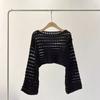 Women’s Short-sleeved Openwork Knitted Top for Spring and Summer A Stylish Lightweight Sun-protective Cover-up
