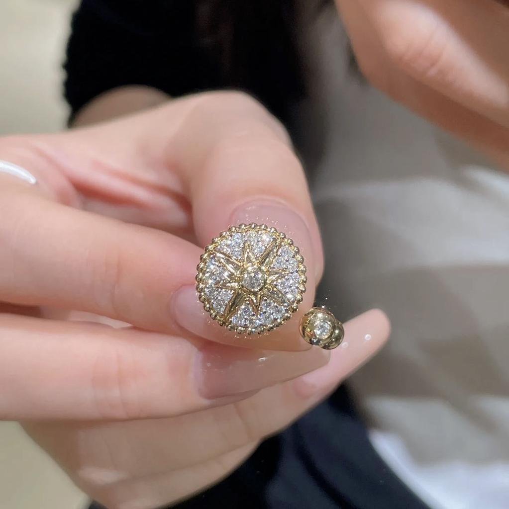 Exquisite Luxury Full Diamond Six Pointed Star Ring Adjustable Opening New In Charms Beads Shine Ring Banquet Jewelry Gifts