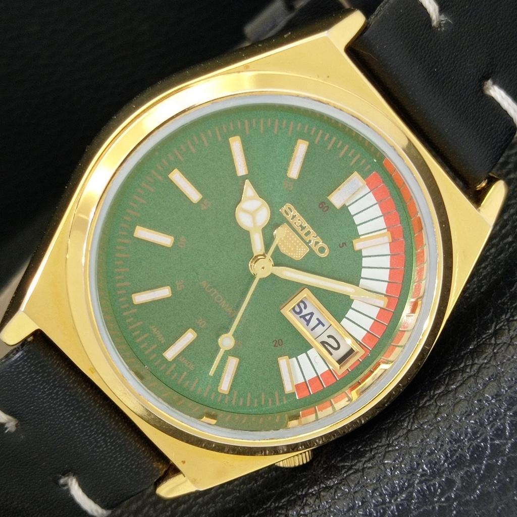 

SEIKO 5 AUTOMATIC VINTAGE REFURBISHED 6309A JAPAN MENS GREEN WATCH a440704-4 Sk-a440704
